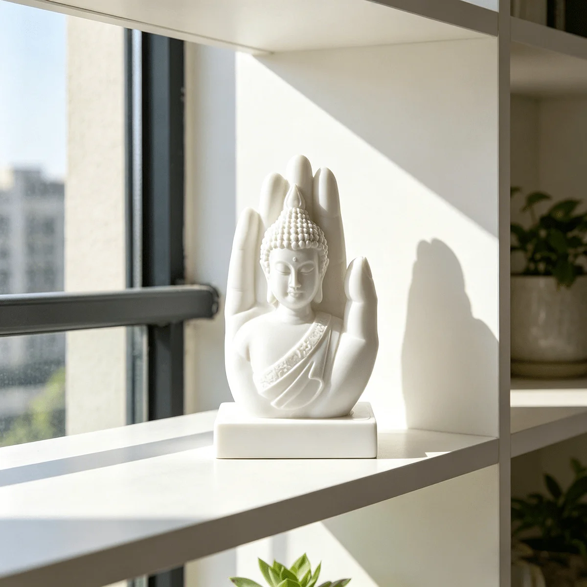 تمثال بوذا على شكل كف اليد بأس - مراجعة Home Office Yoga Room وسعره