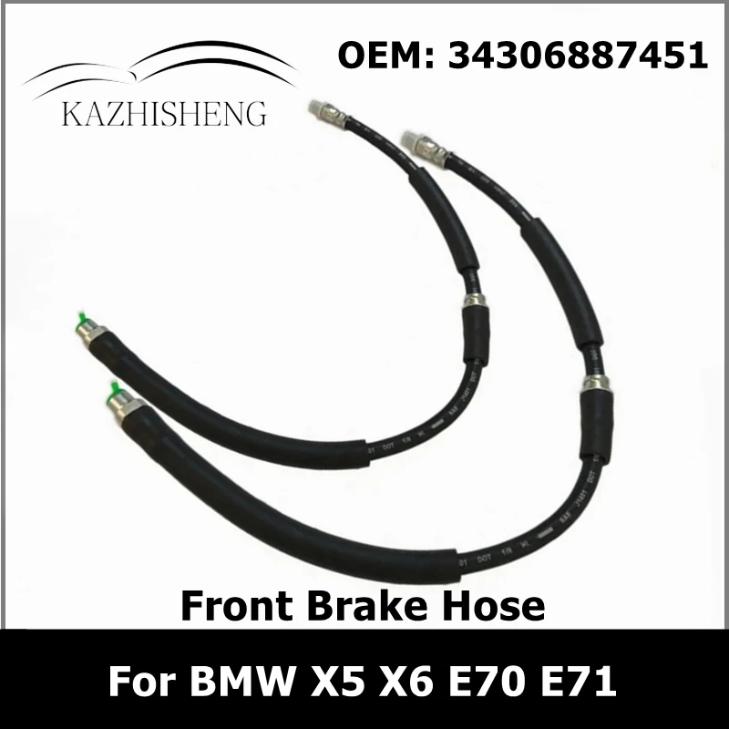 34306887451 2Pcs Car Front Brake Hose for BMW X5 X6 E70 E71 Auto Parts