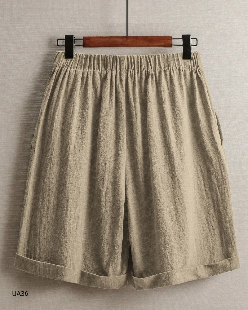 Women's Summer Breathable Linen Pants Floral Print Button Zipper Loose Outdoor Casual Pants