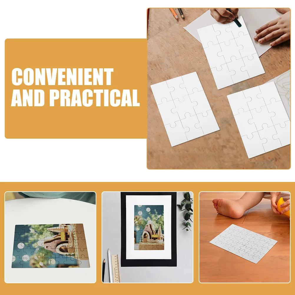 8 szt. Puste Elementy Puzzle do Sublimacji Termotransferowej Prostokątne Drewniane Puzzle DIY Rękodzieło Gra Rodzinna dla Dzieci Sublimacja