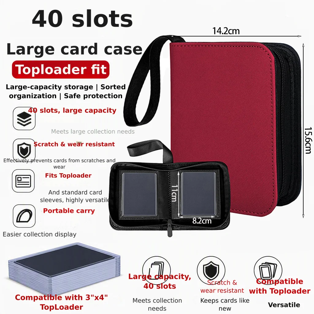 PU Leather Zipper Loose Leaf 1 Pocket Card Binder for 3 Inch Photocards Sports Trading Cards Kpop Idol Card Album