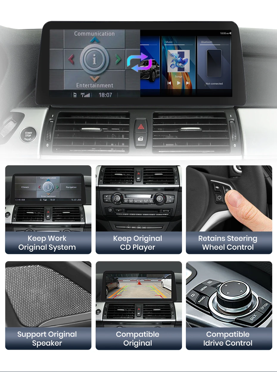 Junsun 12,3 "Wireless Carplay Android Auto Auto Radio Für BMW X5 E70 X6 E71 2007-2014 CCC 4G WiFi GPS Intelligente Systeme Stereo – Detail 7