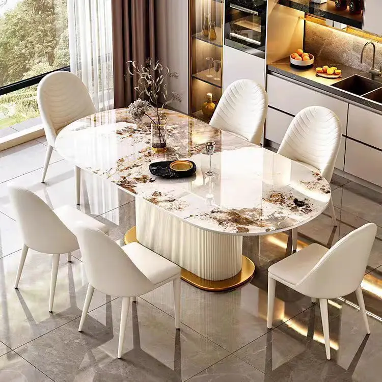

Fashionable New Design Contemporary Luxury Gold Dining Tables Dining Room Set Dining Room Furniture for Sale
