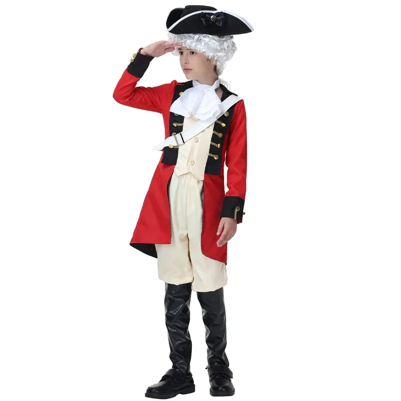 Vintage British Army Officer Uniform Adult & Kid Matching Set 18C Colonial Halloween Fancy Dress Cosplay view 2