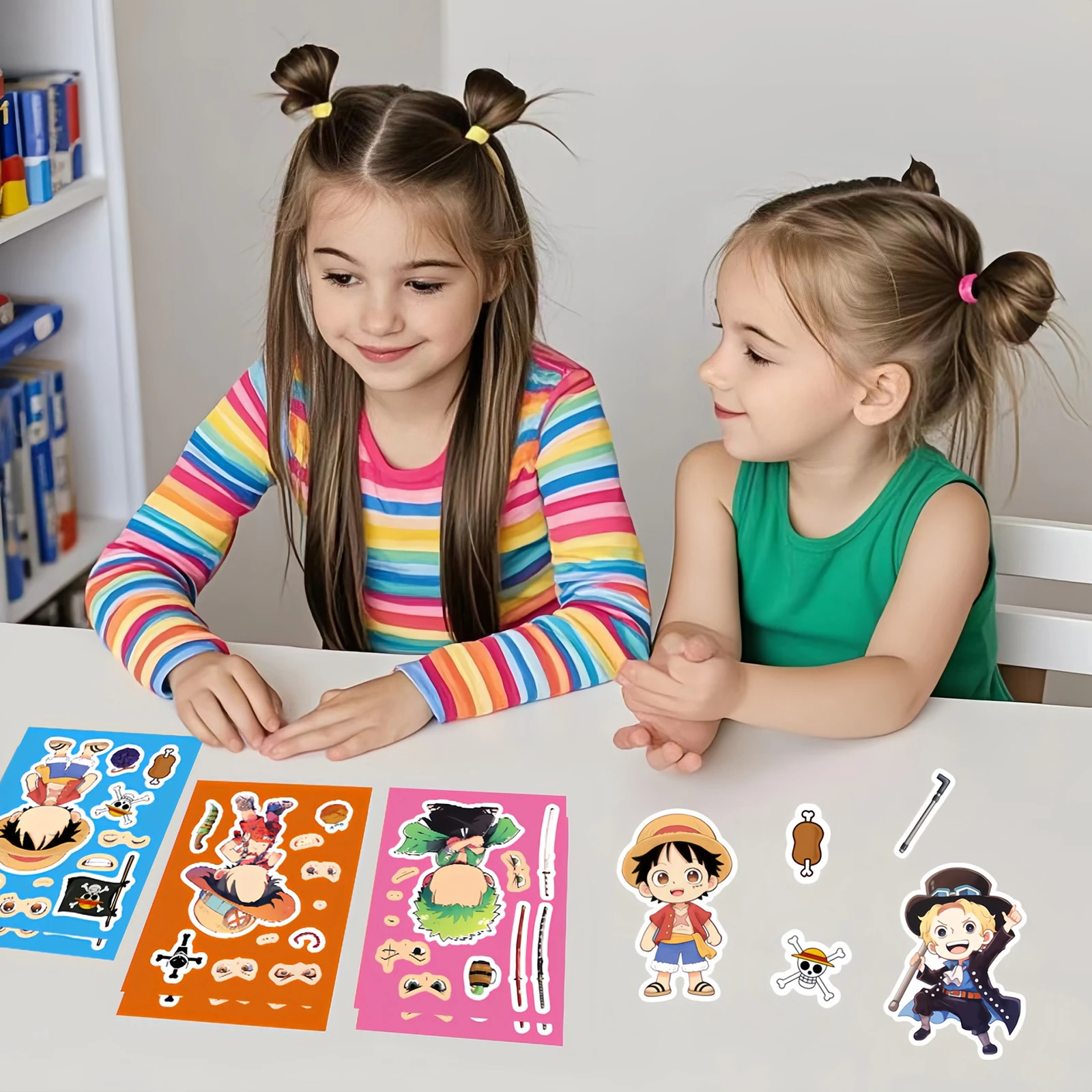 8/16 Lenzuola Cute Anime One Piece Make a Face Puzzle Adesivi Per Bambini FAI DA TE Cartoon Decalcomanie Decorazione Per Bambini FAI DA TE Assemblare Puzzle Giocattolo Regalo