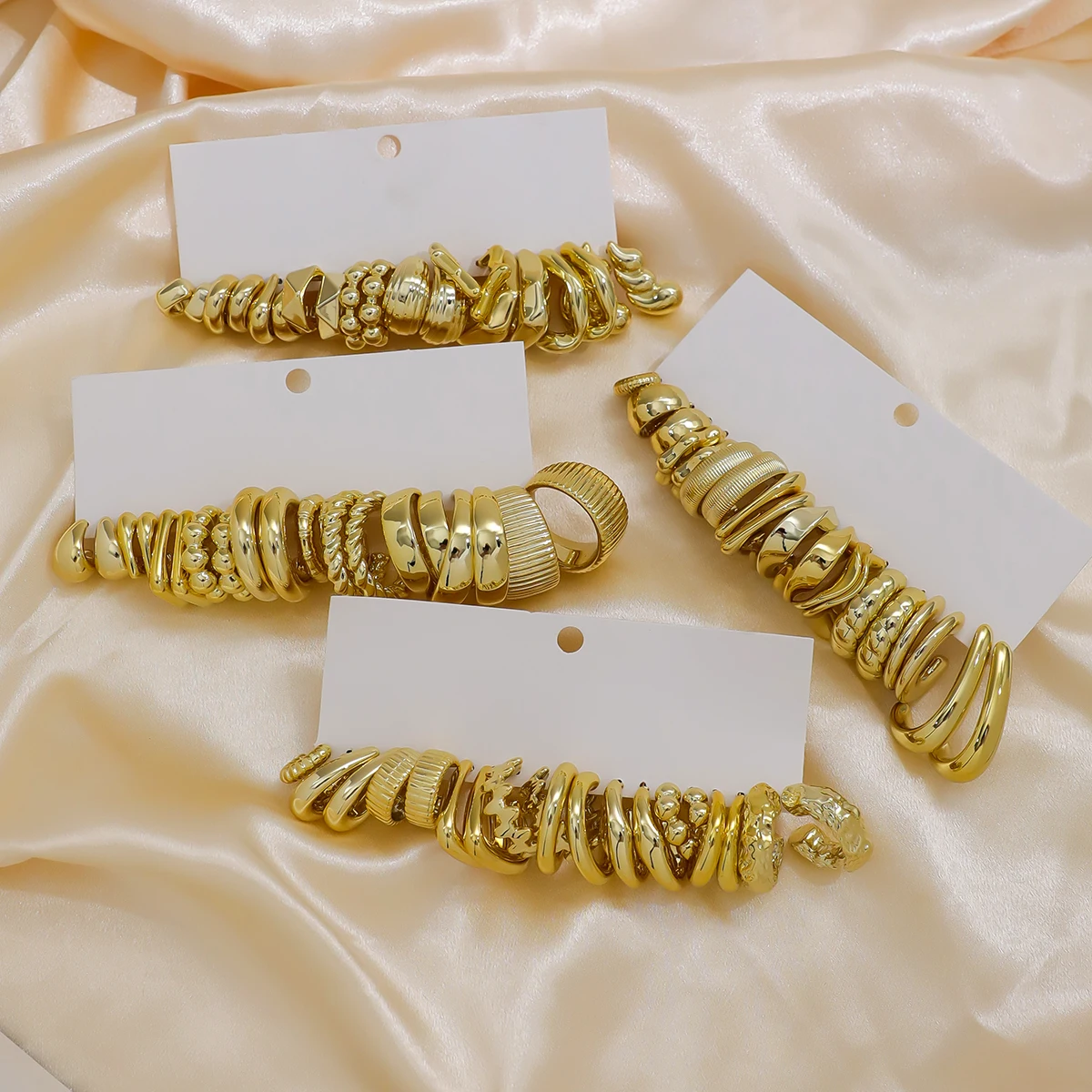 40 Pairs New Oversized C-Shaped Earrings, Plastic Material UV Plated Gold CCB Resin Stud Earrings Set, Fashionable Minimalist