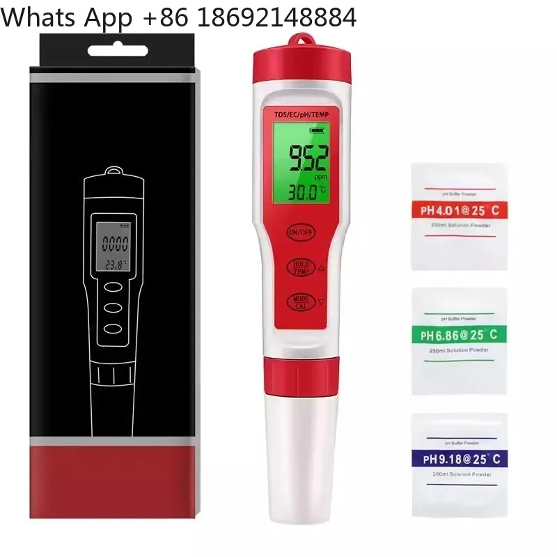 4 in 1 Portable Pen for pH EC TDS Water Quality Tester Multifunctional pH Testing Instrument Meter