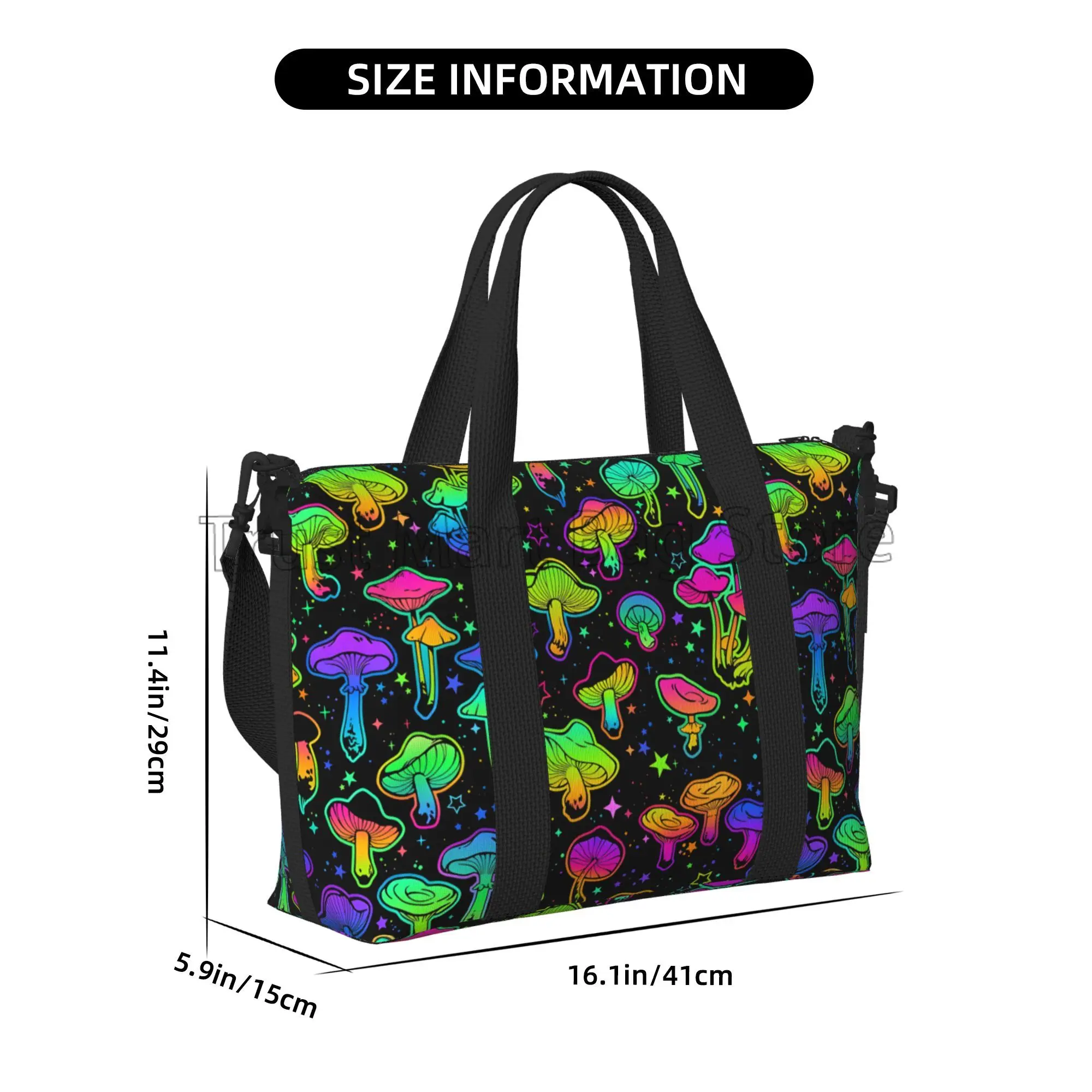 Trippy Magic Mushrooms Duffle Bag Unisex Sport Gym Bags Overnight Travel Bags Teen Kids Weekender Bag for School Workout Travel