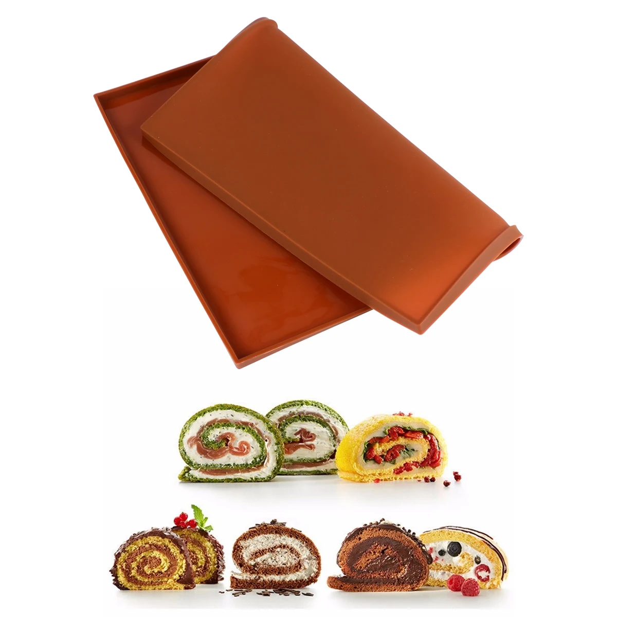 

Cake Roll Bake Mold Double-sided Cake Roll Baking Tool Houshold Cake Baking Supplies for Home Bakery (Brown)