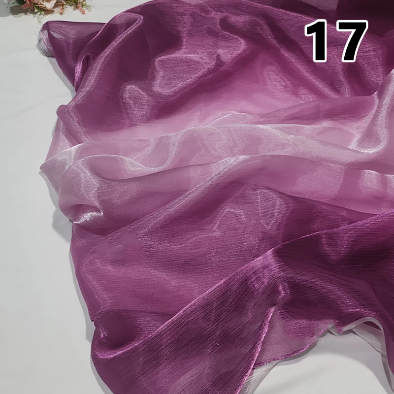 1M Organza Regenbogen-Stoff Bühnentanz-Nähstoff Tüllstoff Kleidung Kleid Hochzeitsdekoration Weiches Garn Zweifarbiger Stoff Lolita-Rock – Detail 5