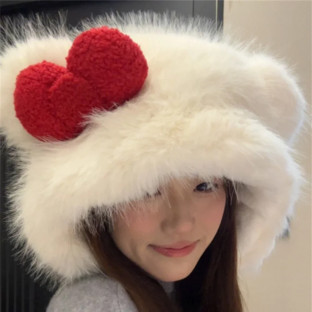 New Hello Kitty Plush Hat Miniso Cartoon Lace Bow Y2K Antifreeze Ear Windproof Hat Cute Sweet Winter Warm Girl Christmas Gift