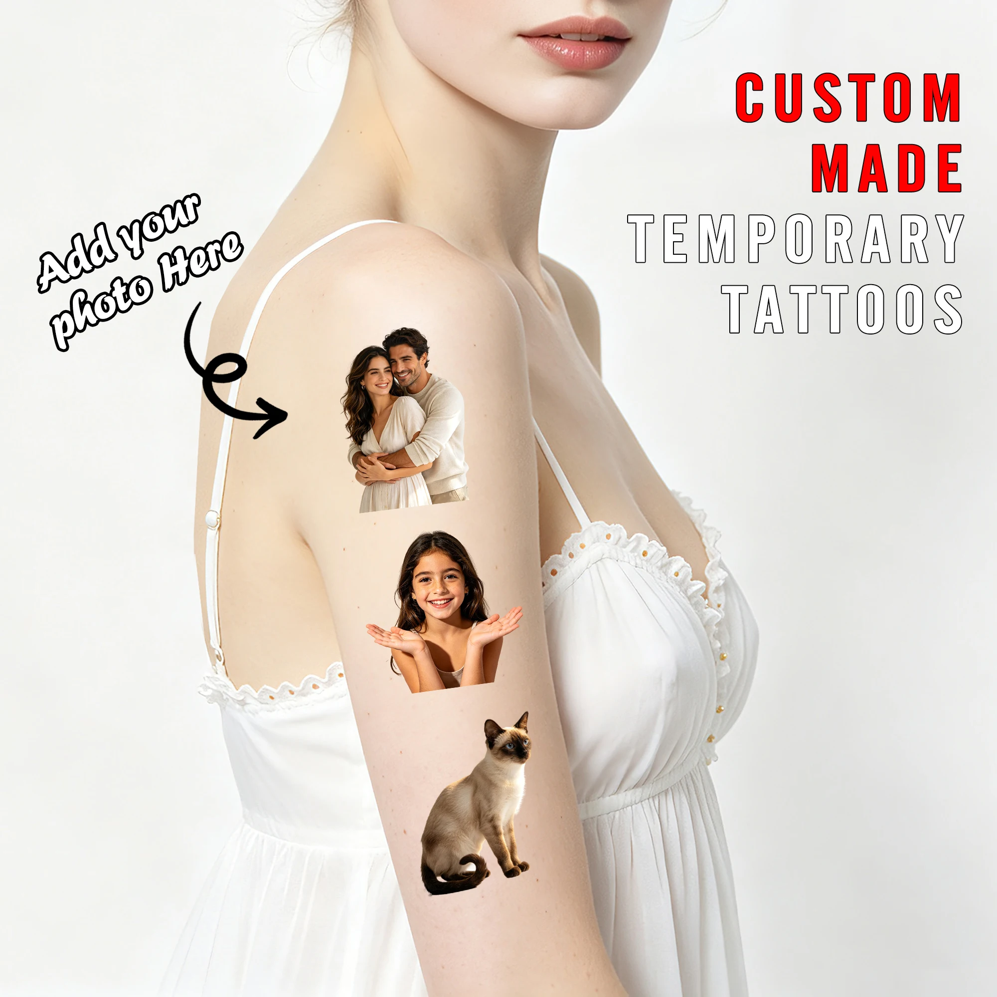 15-Pack Temporary Tattoos  Customizable Photo Face  Pet Images and Couple Designs  Rectangular Shape  Perfect Party Gift for Boy