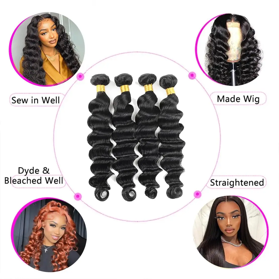 16A Loose Waves Wig Human Hair Bundles 30 Inch Brazilian Unprocessed Human Hair Virgin 3/4 Pcs Deep Wave Bundles Hair Extensions