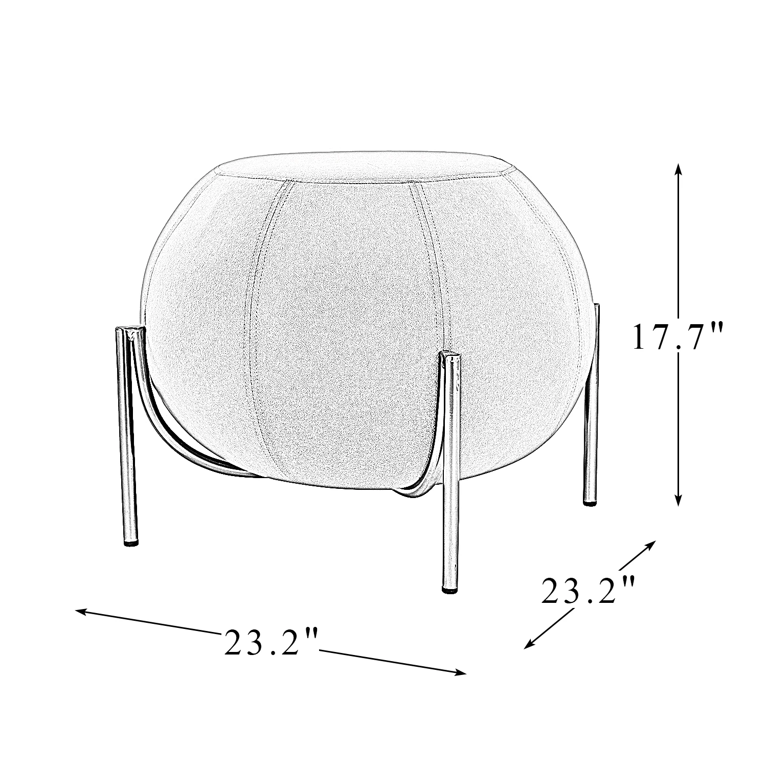 Modern European design fabric tufted footstool metal legs environmentally friendly handmade