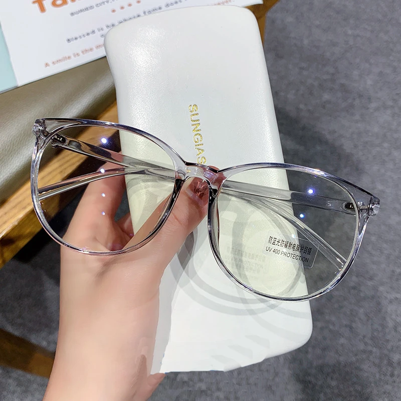 Fashion  Anti-blue Light Myopia Glasses Classic Round Large Frame Eyeglasses Men Women Retro Short-sighted Prescription Eyewear