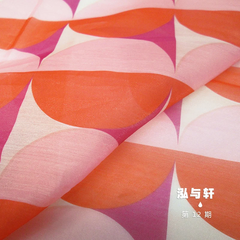 Organza Fabric Printed Geometric Semi-circular Dress Clothing Graduation Designer Handmade DIY Sewing Material By The Meter