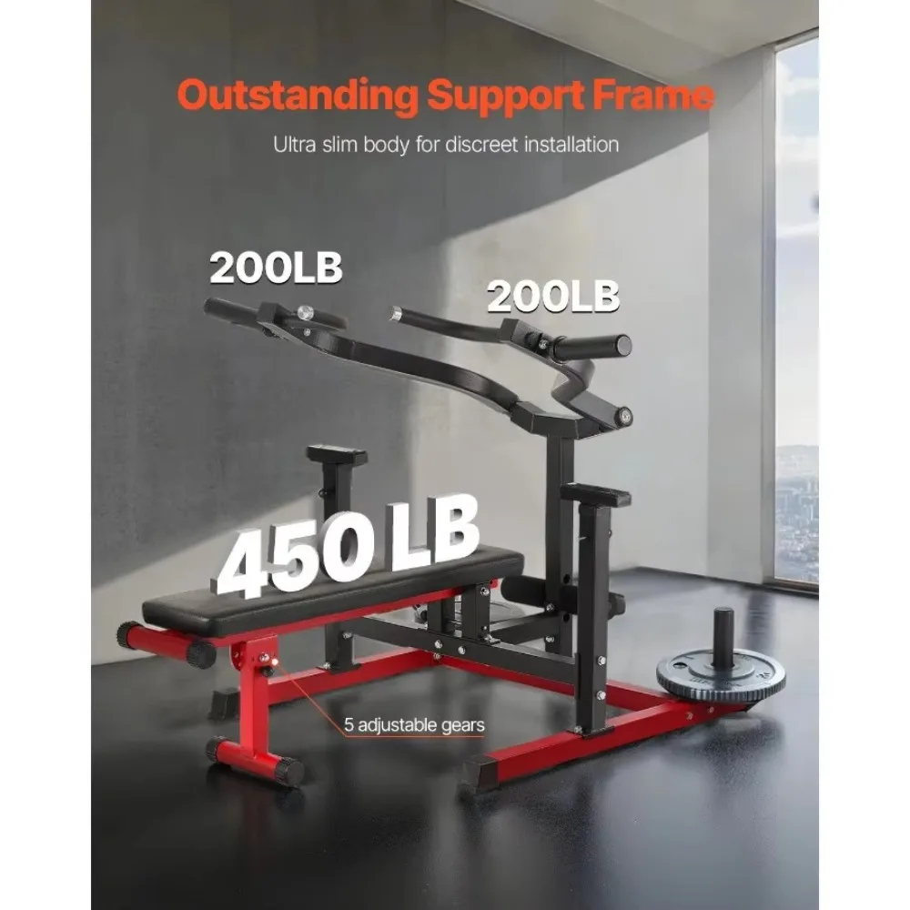 Chest Press Machine 450LB Bench Press Adjustable Flat Incline Independent Converging Arms Home Gym Upper Body Strength Equipment