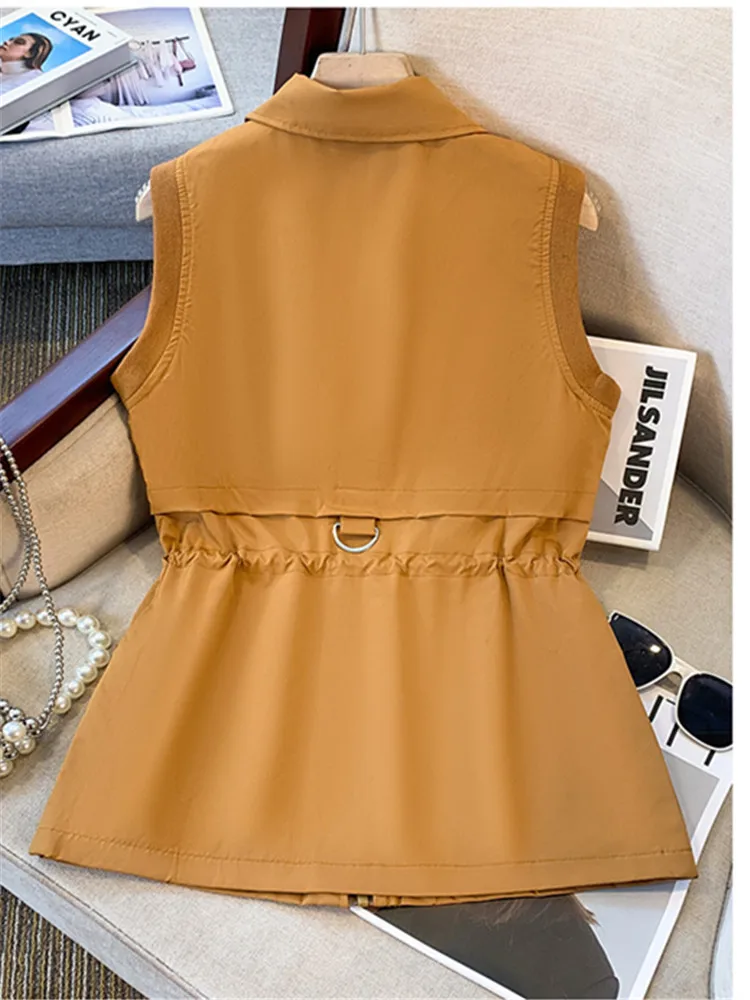 Damesvest Dubbel gevoerd Lente Herfst Mouwloos jasje Femme Mouwloze jas Vrouwelijke mode van middelbare leeftijd Casual vesten