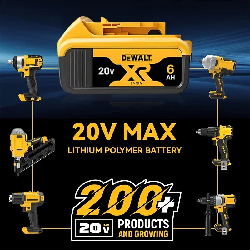 100% originální baterie Dewalt 20V, dobíjecí lithium-iontová baterie 5AH 6AH, náhradní baterie pro elektrické nářadí Dewalt DCD805 - náhled 6