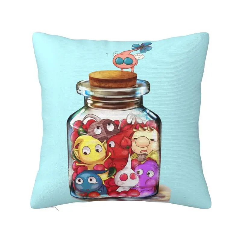 

Custom Pikmins Family Gaming Square Pillowcover Home Decor Video Game Cushion Cover Throw Pillow for Sofa Double-sided Printing