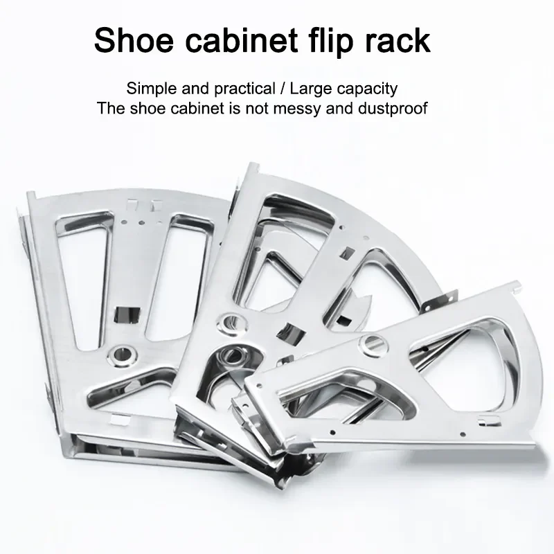 2PCS Shoes Drawer Cabinet Hinge Cabinet Hinge Rack Metal Accessories Stainless Steel Foldable Shelf Fitting 3 Layer