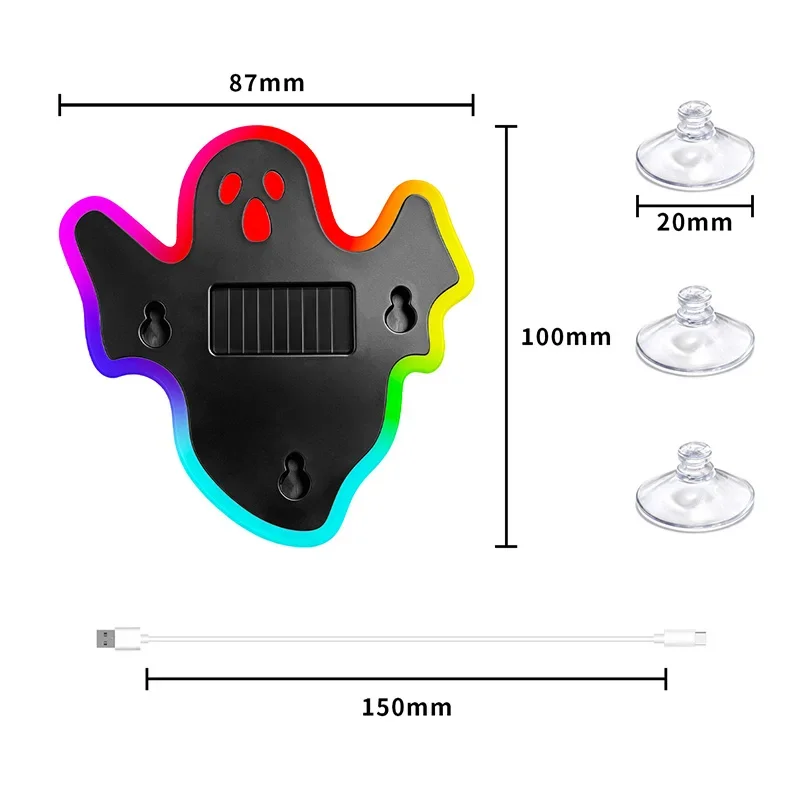 Solar Devil Ghost LED Car Ghost Ambient Light, Dynamic Rear Windshield Decorative Expression Light for Car, Halloween Decoration
