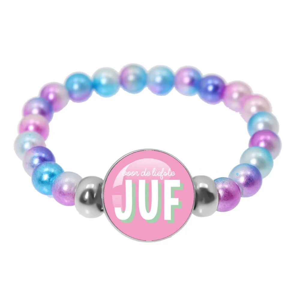 Pulseras Elásticas Hechas a Mano con Cuentas Coloridas y Cabujón de Cristal para la Profesora Más Querida, Regalo de Agradecimiento para la Profesora, Joyería de Regalo para la Profesora