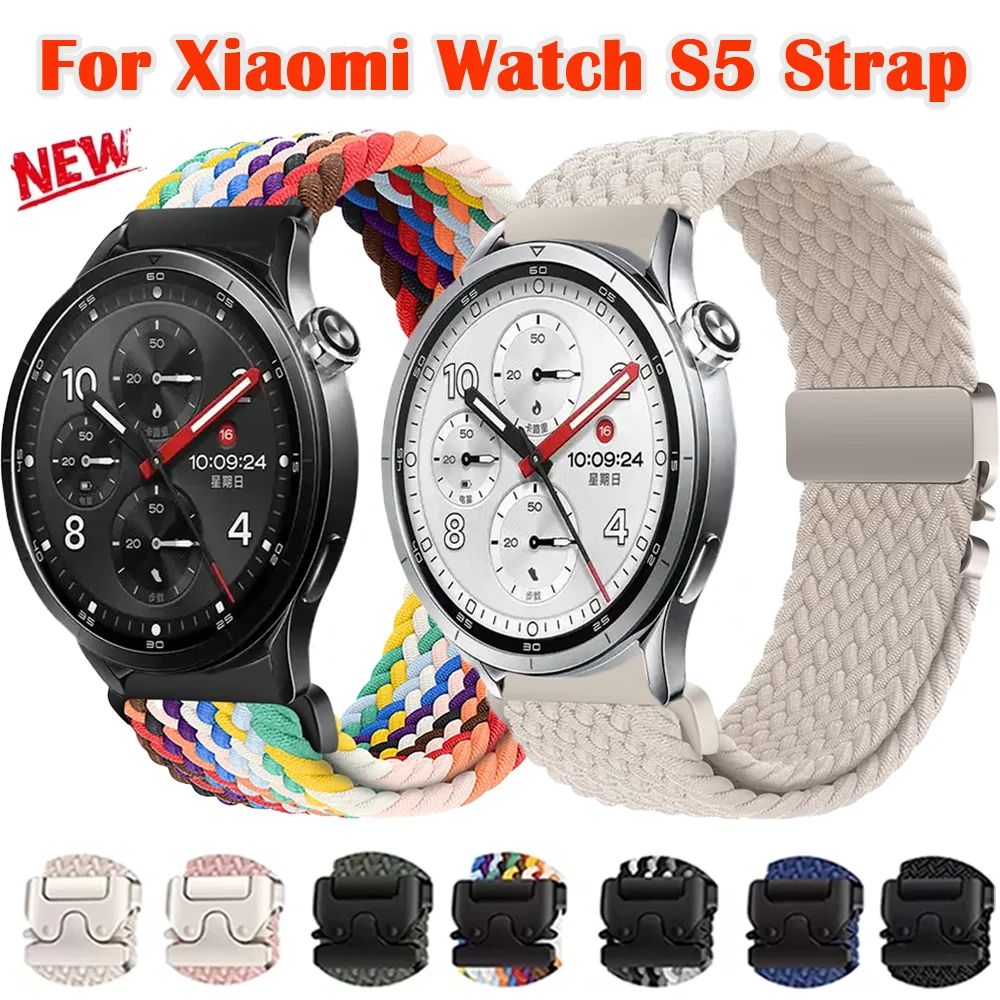 20/22mm Nylon Braided Loop Band for Xiaomi Watch S5 5 S4-3 Parachute Buckle Bracelet OPPO Watch S X3 X2 Oneplus Watch 4 3 Strap