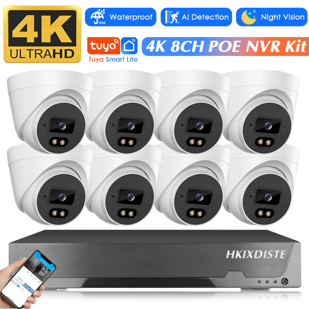 

Smart 8CH 4K NVR Video H.265 CCTV Surveillance Set POE System IP Cameras Kit 8MP Security IP cameras Motion Detection With Tuya
