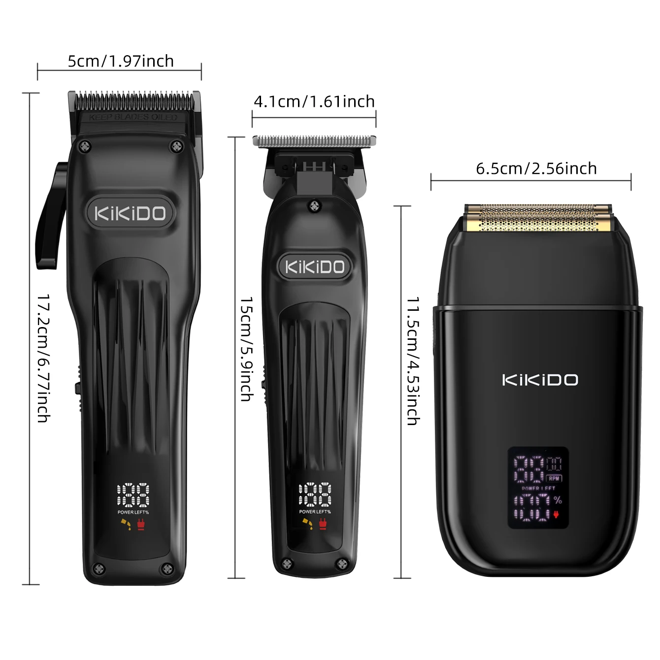 KIKIDO Three-piece Hair Trimming Set Professional Salon Barber Push Razor High Quality Powerful Waterproof 8500 rpm Four-speed