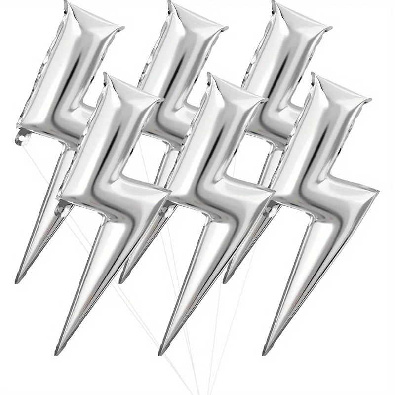 6 Stück silberne und goldene Blitzform aus Aluminiumfolie, Ballon, Geburtstagsfeier, Hochzeit, Abschlussfeier, Dekoration, Geschenke