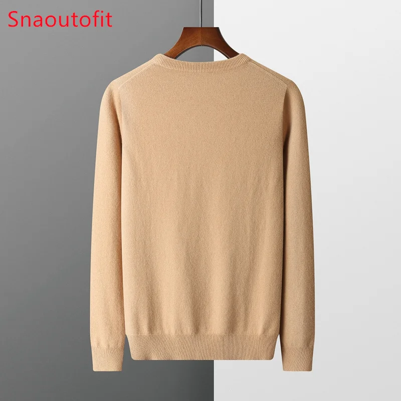 2025 Spring and Autumn Men's Cashmere Sweater Large Size Loose O-Neck Basic Wool Knitting Sweater Men's Business Casual Pullover