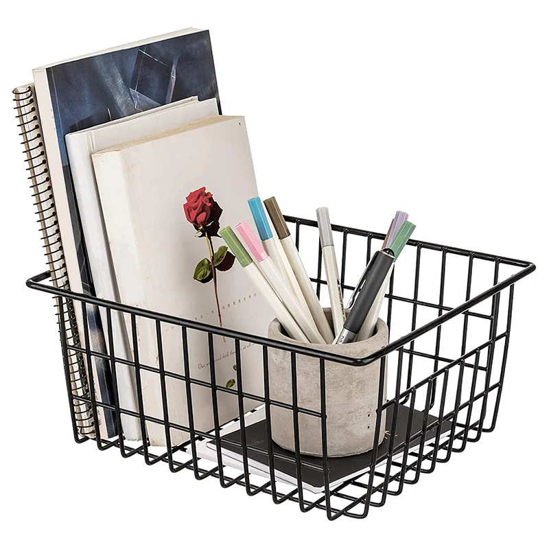 Paniers de rangement en fil métallique pour congélateur et réfrigérateur, lot de 4 paniers en métal pour le stockage des aliments avec Foy intégré, nouveau