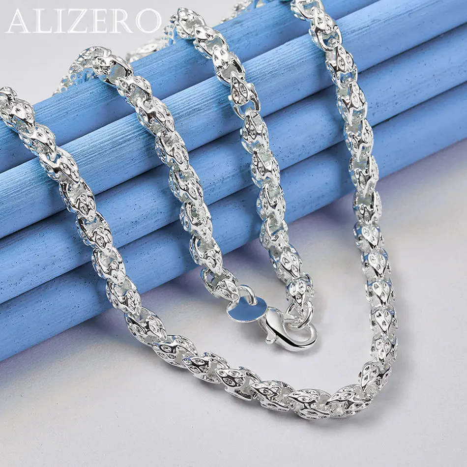 ALIZERO 925 Sterling Silver 20/24 Inch 5mm Faucet Chain Necklace For Men Women Hip Hop Punk Accessories Fashion Jewelry