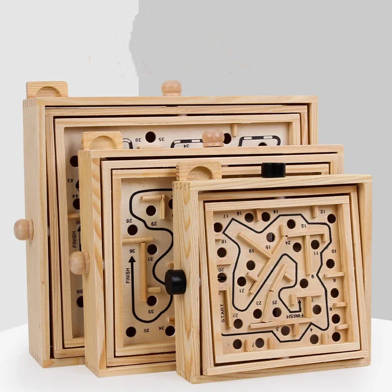 

Wooden Labyrinth Board Games For Children Ball Moving 3D Maze Puzzle Handcrafted Toys Kids Table Balance Education Board Game