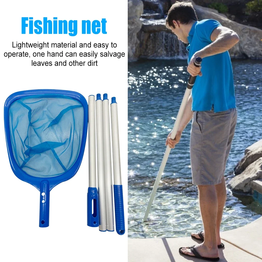 Swimming Pool Sweeping Net Detachable Telescopic Rod Pool Skimmer Fish Pond Cleaning Filter Mesh Surface Pool Pond Clean Tool