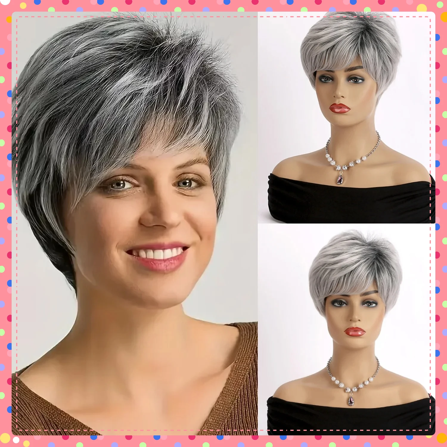 

Synthetic Grey Pixie Wig Short Layered Cosplay Hair for Women Lightweight Comfortable Natural Look Costume Anime Inspired Daily