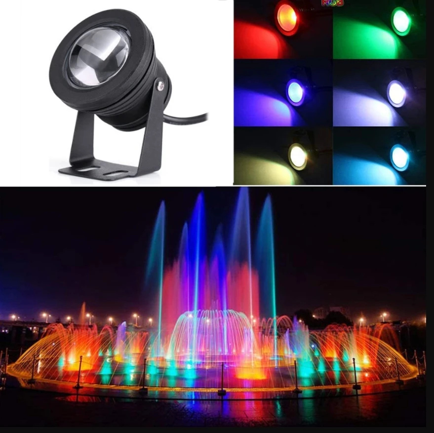 10W 12V RGB Blanco/blanco cálido LED foco subacuático IP67 impermeable estanque acuario lámparas de noche