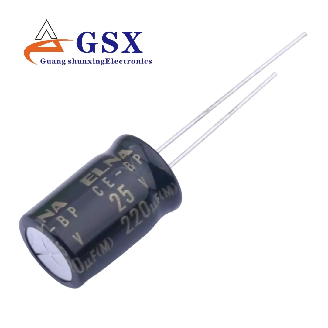 

220UF 25V ELNA Capacitor from Japan, 25V220UF 10*16 RBD BP, Non-polarized, Black Gold