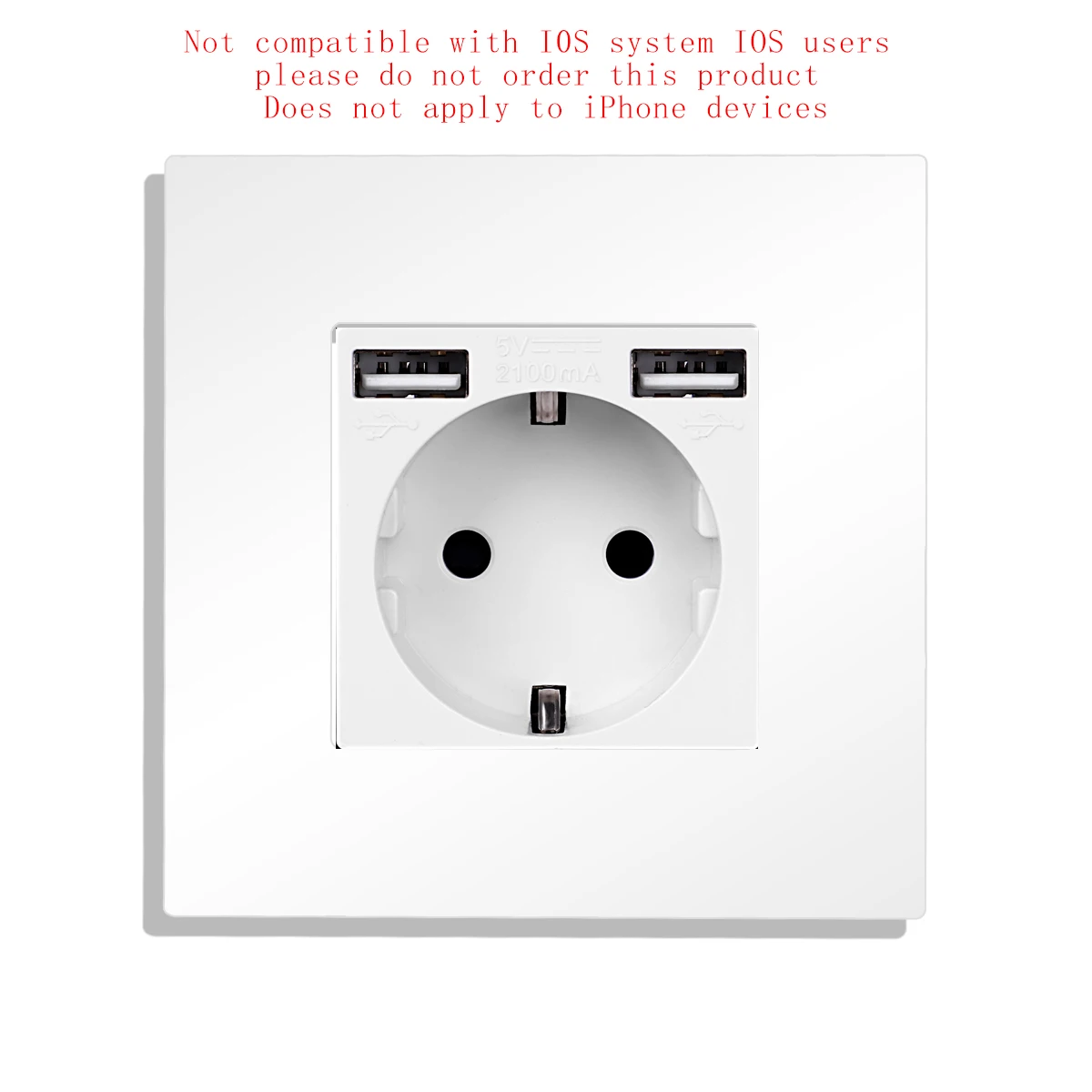 Wall Type Dual USB Power Socket 2.1A, Electrical socket wall plug with usb, 16A 220V outlet, German EU Standard Socket