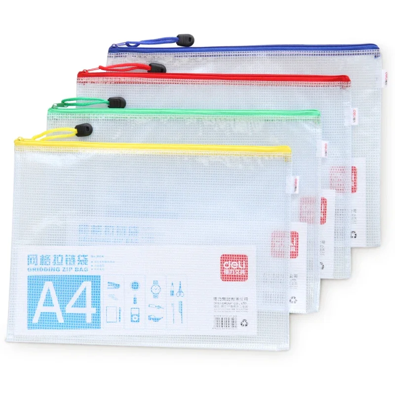 

5pcs/lot File folder A5/B5/A4 mesh zipper bag waterproof document bag classified storage stationery file holder Office School
