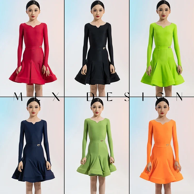 

Kids Latin Dance Dress Girls Mordern Dance Ballroom Dress Salsa Tango Skirt Practice Competition Stage Performance Set