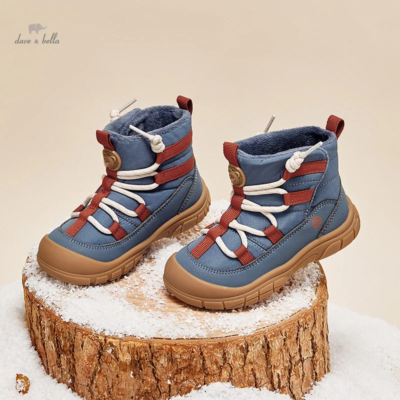 Dave Bella Children Boots Winter Kids Non-slip Winter Warm Sports Sneakers High Top Casual Girl Boys Shoes Footwear DB4241645