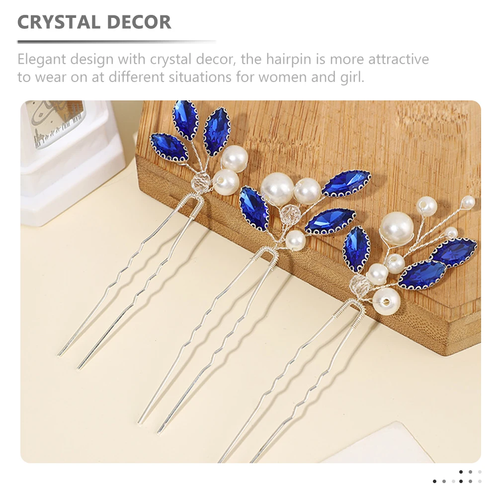

3 Pcs Bridal Hairpin Set Elegant Metal Accessories U Shaped Wedding Hair Accessories Wedding Women White Color Practical