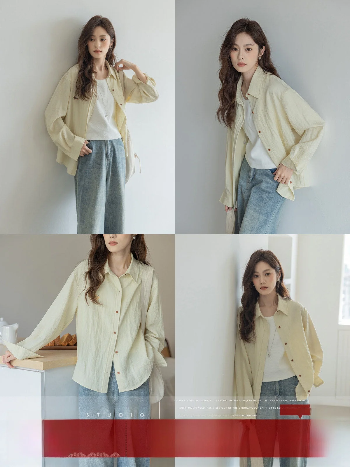 

MoZao Peach Color Long Sve Collar irt Women's Slim Fit Commute Sle Faionable Summer irt Breathable Pure Color