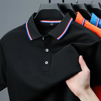 2026 New Men's Casual Solid Color Short Sleeved Polo Shirt Summer Fashionable and Comfortable Versatile Top 4