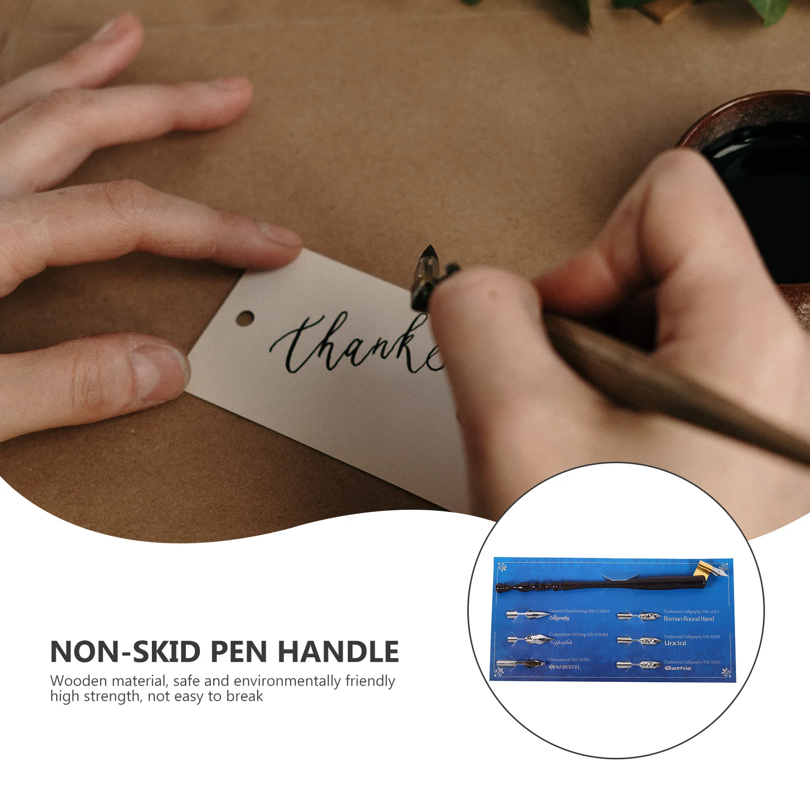 1 مجموعة مقبض خشبي تراجع مجموعة أقلام الخط قوي الكتابة رسم أدوات الرسم للطلاب البالغين ممارسة الفن الإنجليزي #4