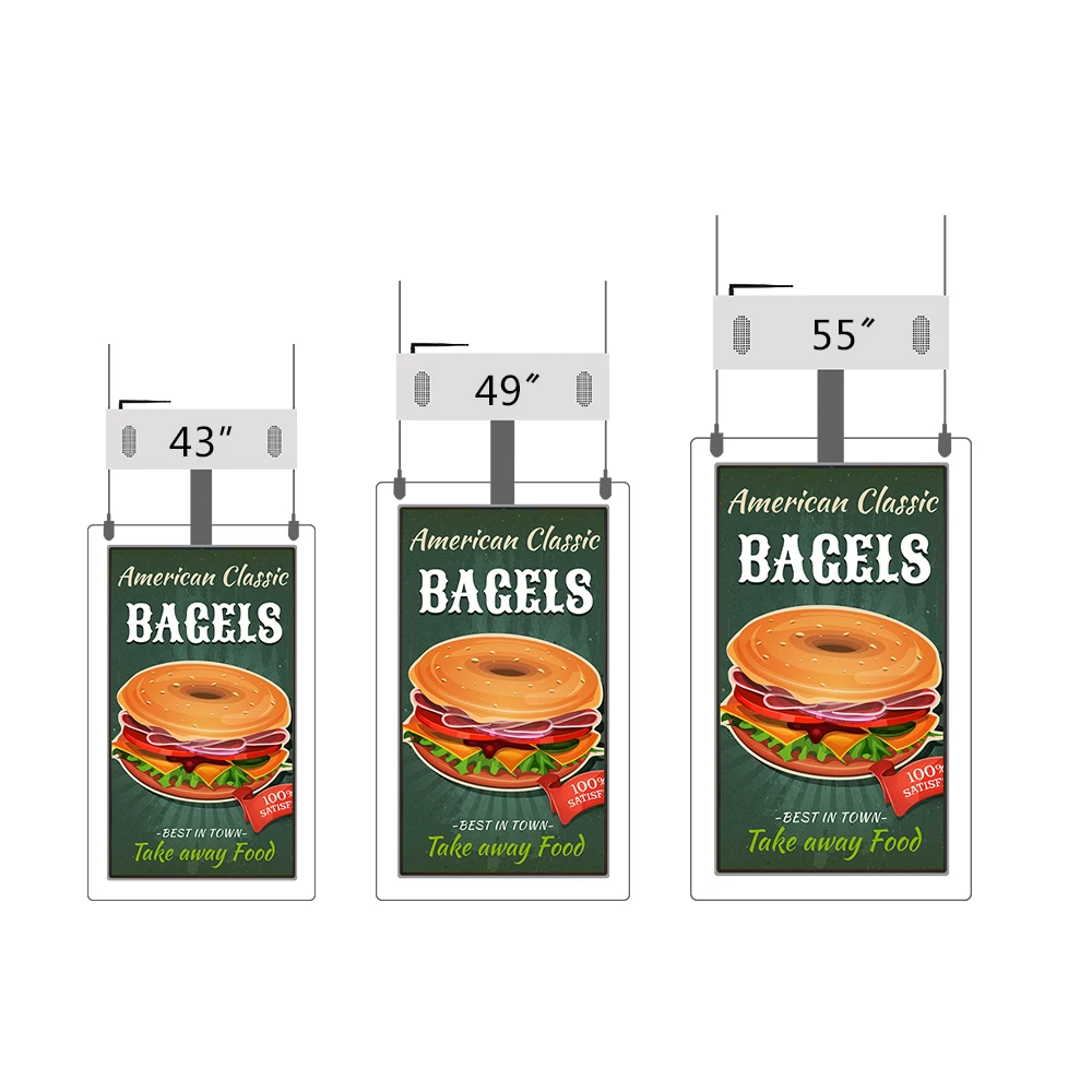 Shopping Mall Thin Ceiling Digital Signage Advertising Window Double-sided Hanging LCD Screen