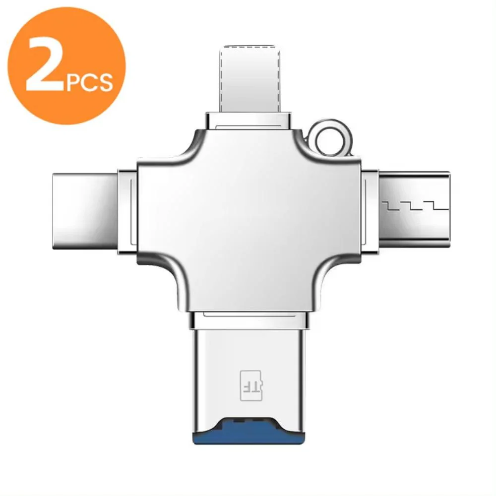 4-in-1 Multi-Port-Kartenleser Lightning USB Typ C Tragbarer Konverter Kompatibel mit iPhone iPad Android Mac PC Kamera