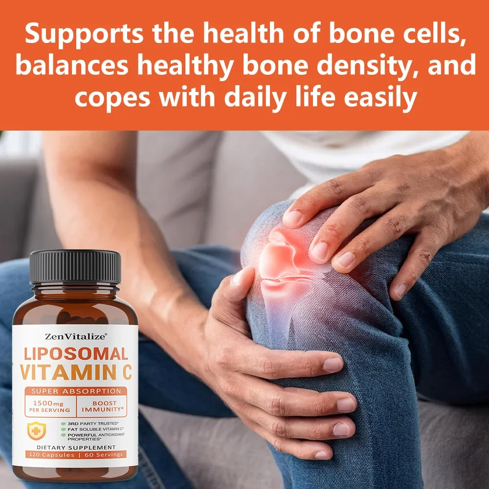 Cápsulas lipossomáticas de vitamina C – melhore a pele, promove produção de colágeno, apoia o sistema imunológico e a saúde da pele